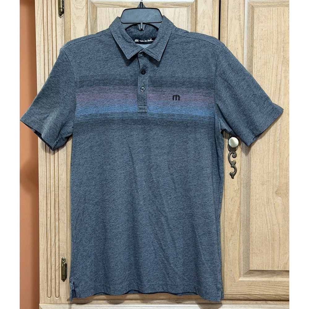 Travis Mathew Golf Polo Shirt Size Small Gray Short Sleeve Lightweight Preppy